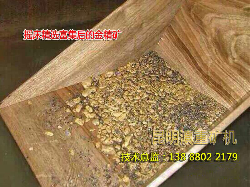砂金礦經(jīng)過(guò)搖床重選之后得到的毛金